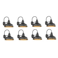 Bestshared Farmhouse Wall Sconces, Outdoor Barn Wall Lights, Exterior Wall Lighting Fixture, Gooseneck Wall Mounted Lights, Industrial Wall Lamp (Black, 8 Pack)