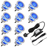 Long Life Lamp Company Ip68 Outdoor Led Decking Lights 30Mm Round Blue 10 Kit Dec10Bl