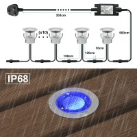 Long Life Lamp Company Ip68 Outdoor Led Decking Lights 30Mm Round Blue 10 Kit Dec10Bl