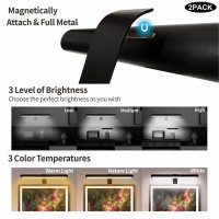 2Pack Battery Led Picture Lights Rechargeable Painting Light With Remote 16Inch Black Display Art Light For Picture Painting Di