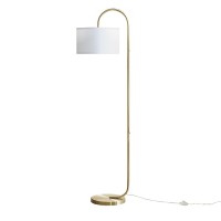 DetailsProduct FeaturesSoft and rounded arch paired with a clean drumshaped shade having a sleek minimalist modern and contemporary appealglamorous brass gold finish and matching round disc baseAdd this floor lamp on the side the sofa seat or end table or