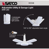 Satco S13146 Adjustable Multibeam Led Utility And Garage Ceiling Light White 5000K 1 Count Pack Of 1