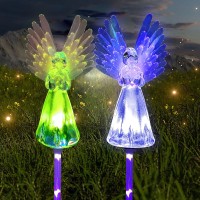 Solar Garden Lights, Xrr Solar Angel Lights Color Changing Solar Garden Decorative Lights Outdoor Solar Garden Stake Lights For Cemetery Grave Yard Patio Decoration Memorial Gifts