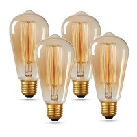 Hession St64 Edison Bulbs, E26/E27 Base 110V-40W 4-Pack Vintage Light Bulb, Amber Glass Warm Light Dimmable Decorative Bulbs For Livingroom Kitchen Table Light Etc.