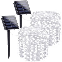 2-Pack 66Ft 200 Led Solar String Lights Outdoor, Solar Powered Waterproof Solar Fairy Lights With 8 Modes, Solar Twinkle Outdoor Lights For Tree Patio Christmas Wedding Decorations Easter(Cool White)