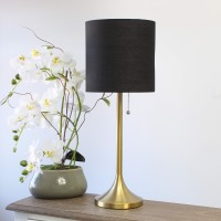 Simple Designs Lt1076-Gdb Gold Tapered Table Lamp With Black Fabric Drum Shade (Pack Of 4)