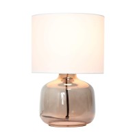 Simple Designs Lt2064Smw Smokey Glass Table Lamp With White Fabric Shade Pack Of 4