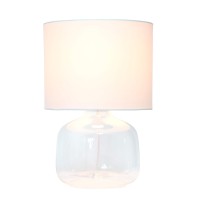 Simple Designs Lt2064Clw Glass Table Lamp With White Fabric Shade Clear Pack Of 4