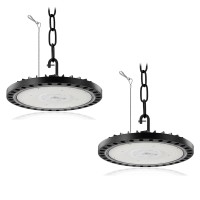 2 Pack 300W Led Ufo High Bay Light 6500K Daylight White 30000Lm Workshop Lighting Ip65 Waterproof Ultra Thin Commercia Shop Industrial Lamp Area Lights Fixtures With 50Cm Chain For Workshop Factory