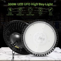 2 Pack 300W Led Ufo High Bay Light 6500K Daylight White 30000Lm Workshop Lighting Ip65 Waterproof Ultra Thin Commercia Shop Industrial Lamp Area Lights Fixtures With 50Cm Chain For Workshop Factory