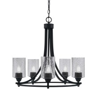 Paramount Uplight, 5 Light, Chandelier In Matte Black Finish With 4