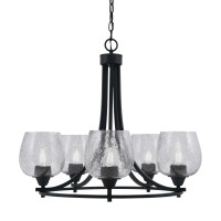 Paramount Uplight, 5 Light, Chandelier In Matte Black Finish With 6