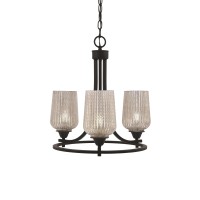 Paramount Uplight, 3 Light, Chandelier In Matte Black Finish With 5