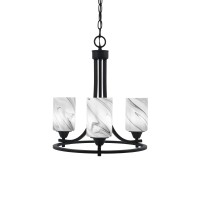 Paramount Uplight, 3 Light, Chandelier In Matte Black Finish With 4