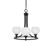 Paramount Uplight, 3 Light, Chandelier In Matte Black Finish With 5.75