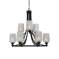 Paramount Uplight, 9 Light, Chandelier In Matte Black Finish With 5