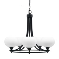 Paramount Uplight, 5 Light, Chandelier In Matte Black Finish With 7