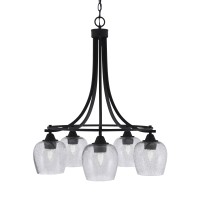 Paramount Downlight, 5 Light, Chandelier In Matte Black Finish With 6