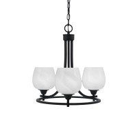 Paramount Uplight, 3 Light, Chandelier In Matte Black Finish With 6