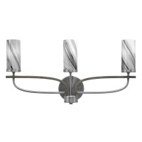 Monterey 3 Light Bath Bar In Graphite & Painted Distressed Wood-Look Metal Finish With 2.5