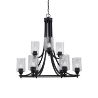 Paramount Uplight, 9 Light, Chandelier In Matte Black Finish With 4