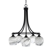 Paramount Downlight, 5 Light, Chandelier In Matte Black Finish With 6