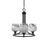 Paramount Uplight, 3 Light, Chandelier In Matte Black Finish With 6