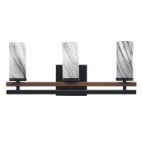 Belmont 3 Light Bath Bar In Matte Black & Painted Wood-Look Metal Finish With 2.5