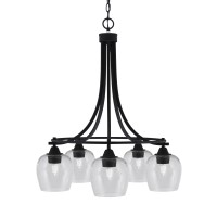 Paramount Downlight, 5 Light, Chandelier In Matte Black Finish With 6