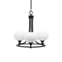 Paramount Uplight, 3 Light, Chandelier In Matte Black Finish With 7