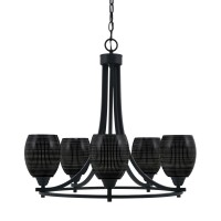 Paramount Uplight, 5 Light, Chandelier In Matte Black Finish With 5