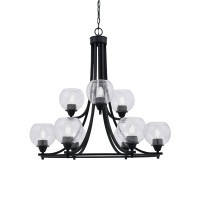 Paramount Uplight, 9 Light, Chandelier In Matte Black Finish With 5.75