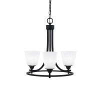 Paramount Uplight, 3 Light, Chandelier In Matte Black Finish With 4.5