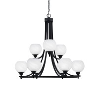 Paramount Uplight, 9 Light, Chandelier In Matte Black Finish With 5.75