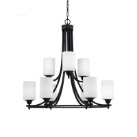 Paramount Uplight, 9 Light, Chandelier In Matte Black Finish With 4