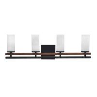 Belmont 4 Light Bath Bar In Matte Black & Painted Wood-Look Metal Finish With 2.5