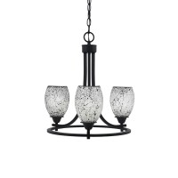 Paramount Uplight, 3 Light, Chandelier In Matte Black Finish With 5