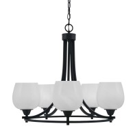 Paramount Uplight, 5 Light, Chandelier In Matte Black Finish With 6