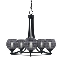 Paramount Uplight, 5 Light, Chandelier In Matte Black Finish With 6