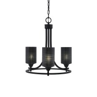 Paramount Uplight, 3 Light, Chandelier In Matte Black Finish With 4