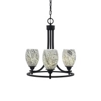 Paramount Uplight, 3 Light, Chandelier In Matte Black Finish With 5