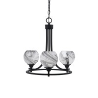 Paramount Uplight, 3 Light, Chandelier In Matte Black Finish With 5.75