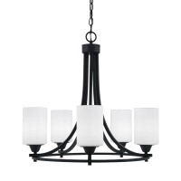 Paramount Uplight, 5 Light, Chandelier In Matte Black Finish With 4