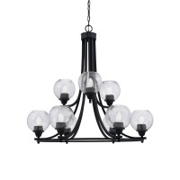 Paramount Uplight, 9 Light, Chandelier In Matte Black Finish With 5.75