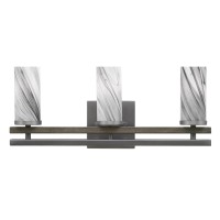 Belmont 3 Light Bath Bar In Graphite & Painted Distressed Wood-Look Metal Finish With 2.5