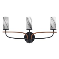 Monterey 3 Light Bath Bar In Matte Black & Painted Wood-Look Metal Finish With 2.5