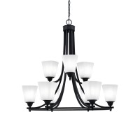 Paramount Uplight, 9 Light, Chandelier In Matte Black Finish With 4.5