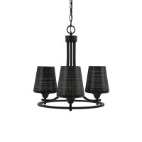 Paramount Uplight, 3 Light, Chandelier In Matte Black Finish With 6