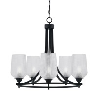 Paramount Uplight, 5 Light, Chandelier In Matte Black Finish With 5