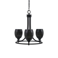 Paramount Uplight, 3 Light, Chandelier In Matte Black Finish With 5